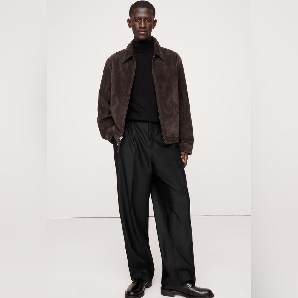 BANANA REPUBLIC SIGNATURE ITALIAN HOPSACK WIDE-LEG PANT